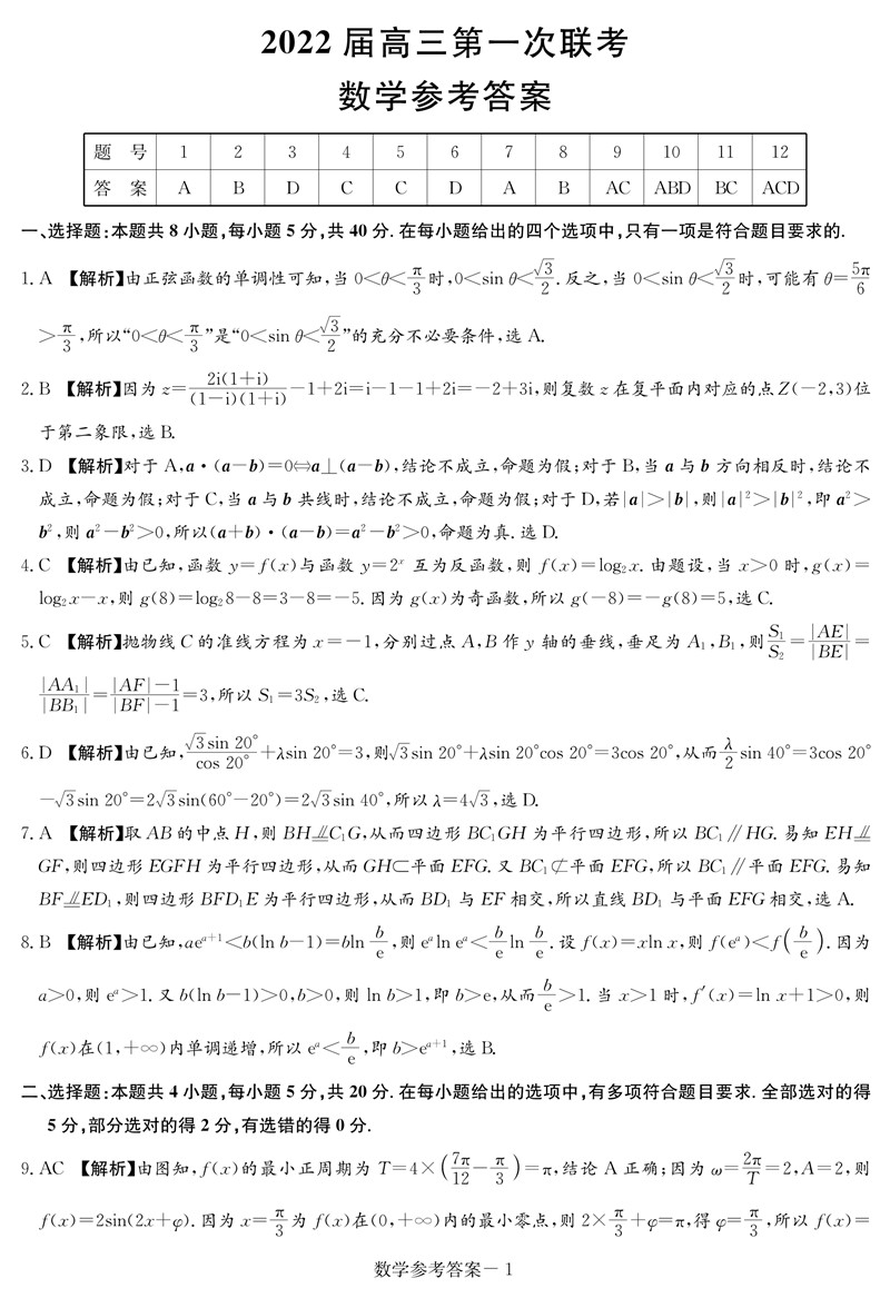 2022年八省聯考數學試卷及答案第1頁