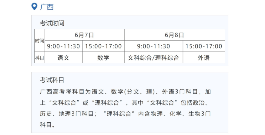 2022年廣西高考時間安排,廣西高考時間2022具體時間表