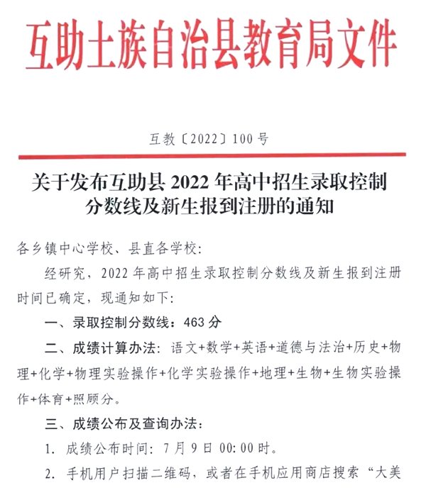 2022年海東中考錄取分數線,海東中考分數線公布2022