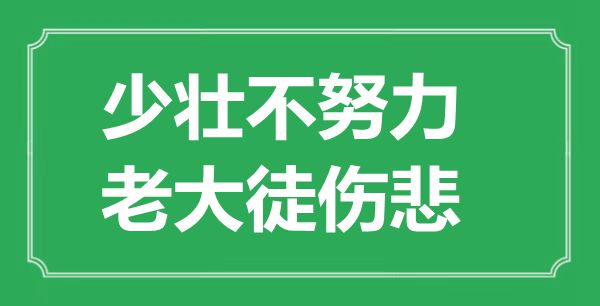 “少壯不努力，老大徒傷悲”的意思是什么,出處是哪首詩