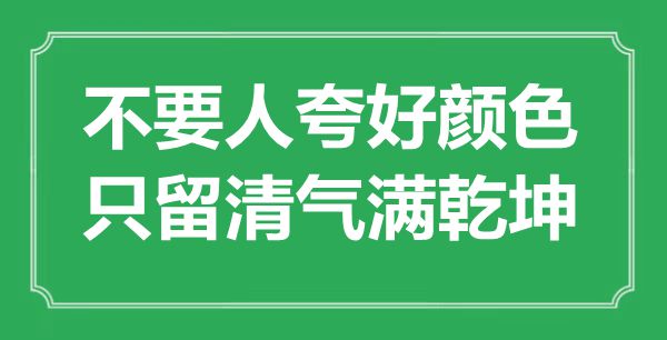 “不要人夸好顏色，只留清氣滿乾坤”是什么意思,出處是哪里