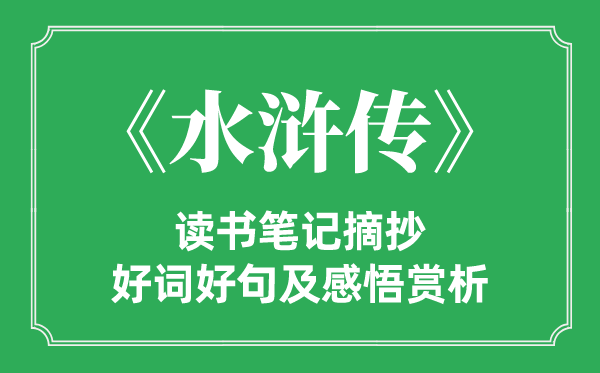 《水滸傳》讀書筆記摘抄,水滸傳好詞好句及感悟賞析