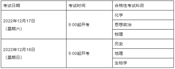 2023年上海各科會考時間安排一覽表