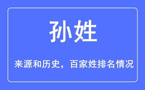 孫姓的來源黃歷史,孫姓在百家姓排名第幾？