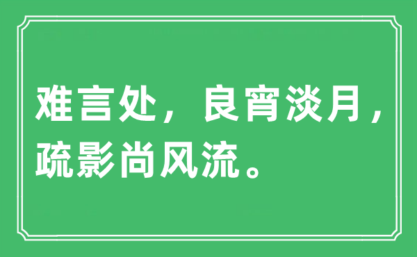 “難言處，良宵淡月，疏影尚風流”是什么意思,出處及原文翻譯