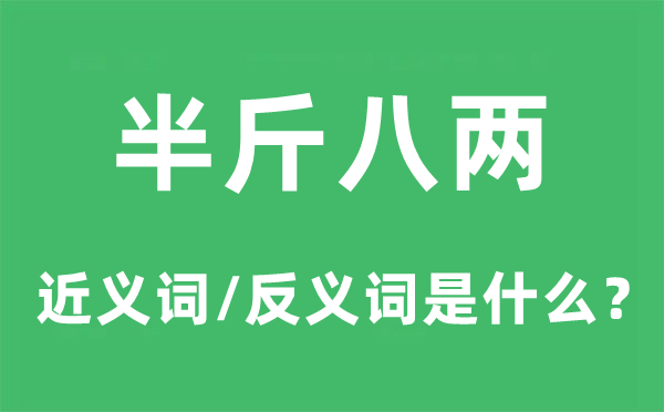 半斤八兩的近義詞和反義詞是什么,半斤八兩是什么意思