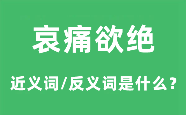 哀痛欲絕的近義詞和反義詞是什么,哀痛欲絕是什么意思