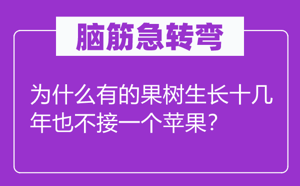 腦筋急轉(zhuǎn)彎：為什么有的果樹生長十幾年也不接一個(gè)蘋果？