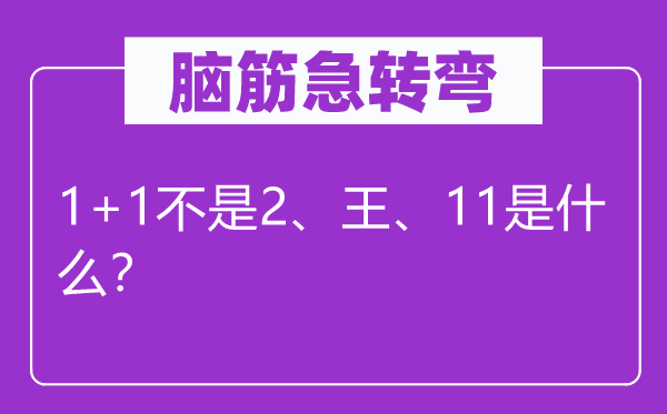 腦筋急轉彎：1+1不是2、王、11是什么？