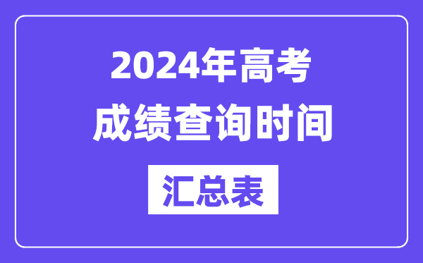 2024年全國各地高考成績查詢時間匯總表（完整版）