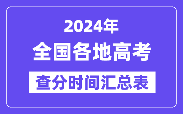 2024年全國各地高考查分時間匯總表（完整版）