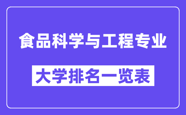 全國食品科學與工程專業大學排名一覽表（最新排行榜）