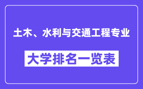 全國土木、水利與交通工程專業(yè)大學(xué)排名一覽表（最新排行榜）