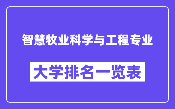 全國智慧牧業科學與工程專業大學排名一覽表（最新排行榜）